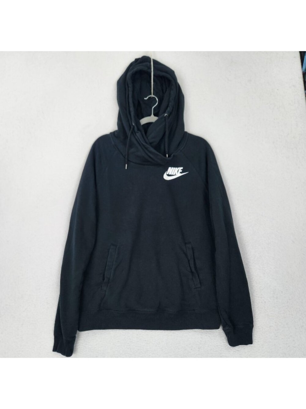 Nike Sweater Womens XL Black Funnel Neck Fleece Pullover Hoodie Sweatshirt